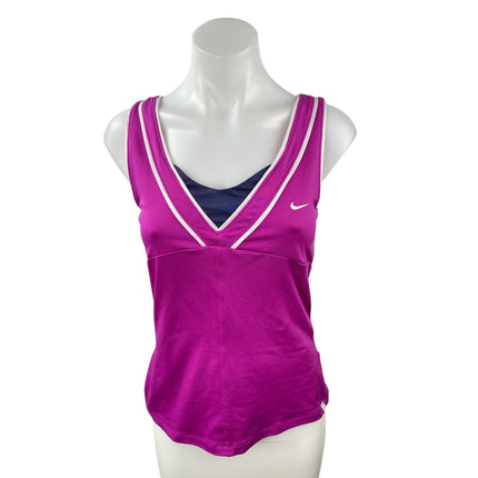 Nike Dri Fit Smash Classic Purple V Neck Yoga Workout Athletic Tank Top Size M