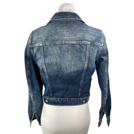 USRL Women's Blue Long Sleeve Button Down Trucker Denim Jean Jacket Size S