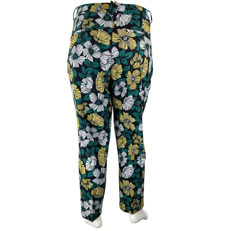 Eloquii Women's Multicolor Floral Hawaiian High Rise Straight Trousers Pants 16
