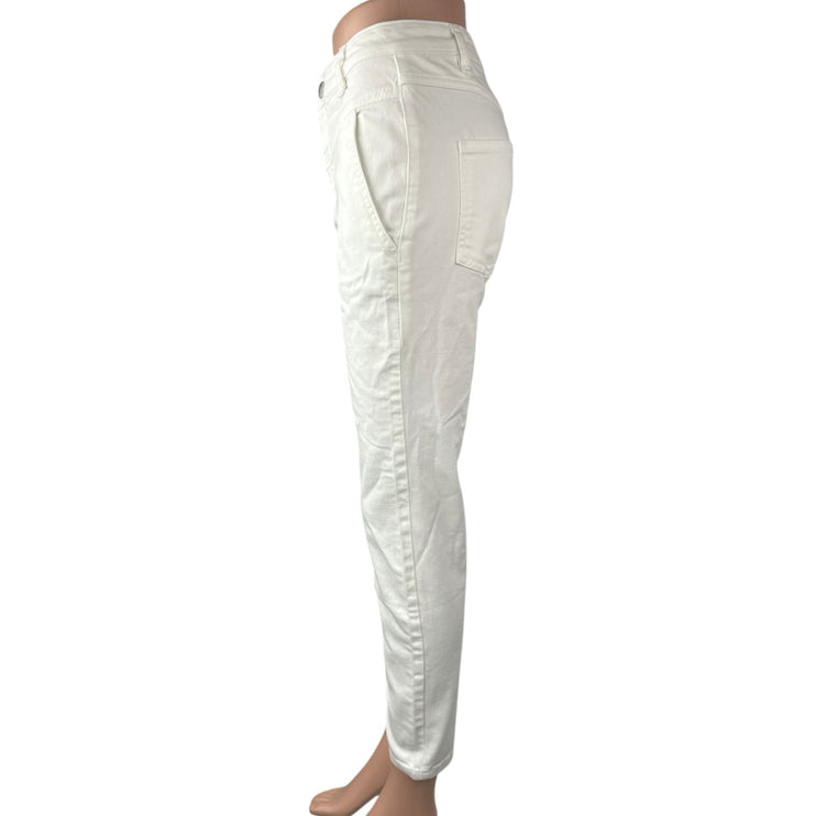 Maje Women's White Mid Rise Skinny Stretch Crop Ankle Denim Jeans Pants Size 34