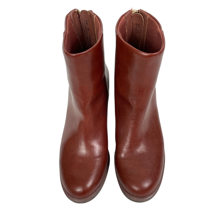 Baretraps Bessie Womens Brown Round Toe Block Heel Back Zip Dress Ankle Bootie 6