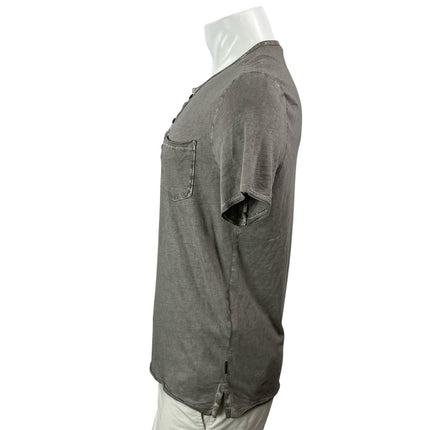 John Varvatos Men's Gray Short Sleeves Button Pullover Henley Tee T-shirt Top S
