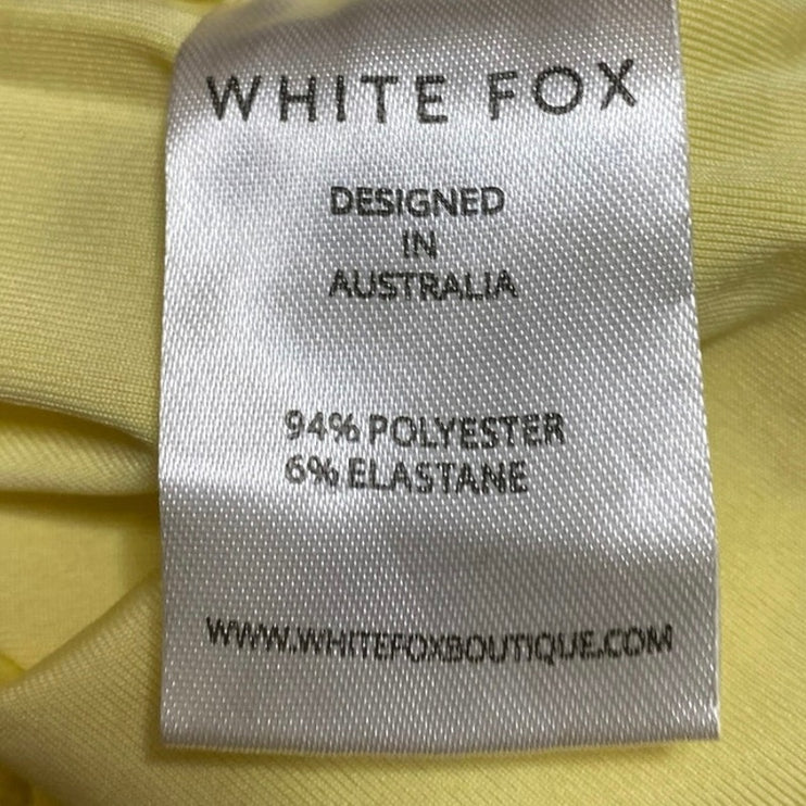 White Fox Women's Yellow One Shoulder Ruched Top & Straight Leg Pants Set Sz XS