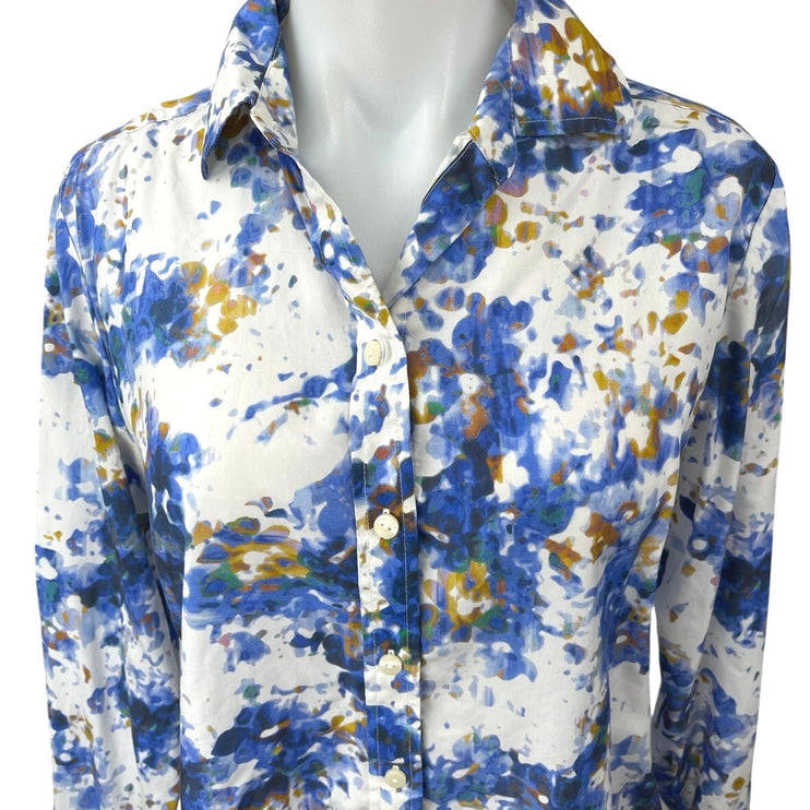 Foxcroft Olivia Women's Multicolor Tye Die Long Sleeve Button Down Shirt Top S