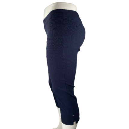 Hilary Radley Women Navy Blue Pull On High Rise Capri Cropped Trousers Pants XXL