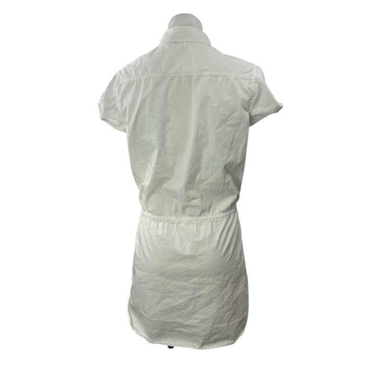 Paige Women's White Short Sleeve Button Up Tie Waist Shirt Mini Dress Size M