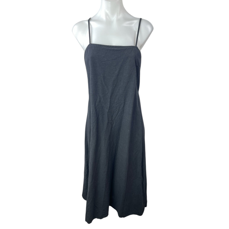 Japna Women's Black Square Neck Sleeveless Midi Cami Camisole Tank Slip Dress M