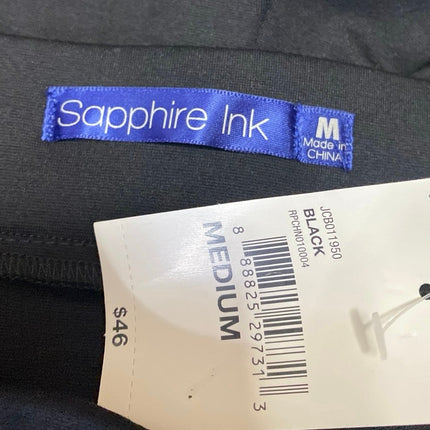 NEW Sapphire Ink Black Faux Leather Trim High Rise Skinny Trousers Pants Size M