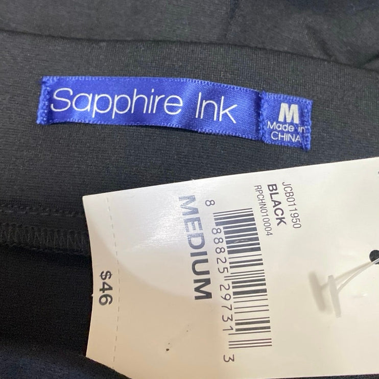 NEW Sapphire Ink Black Faux Leather Trim High Rise Skinny Trousers Pants Size M