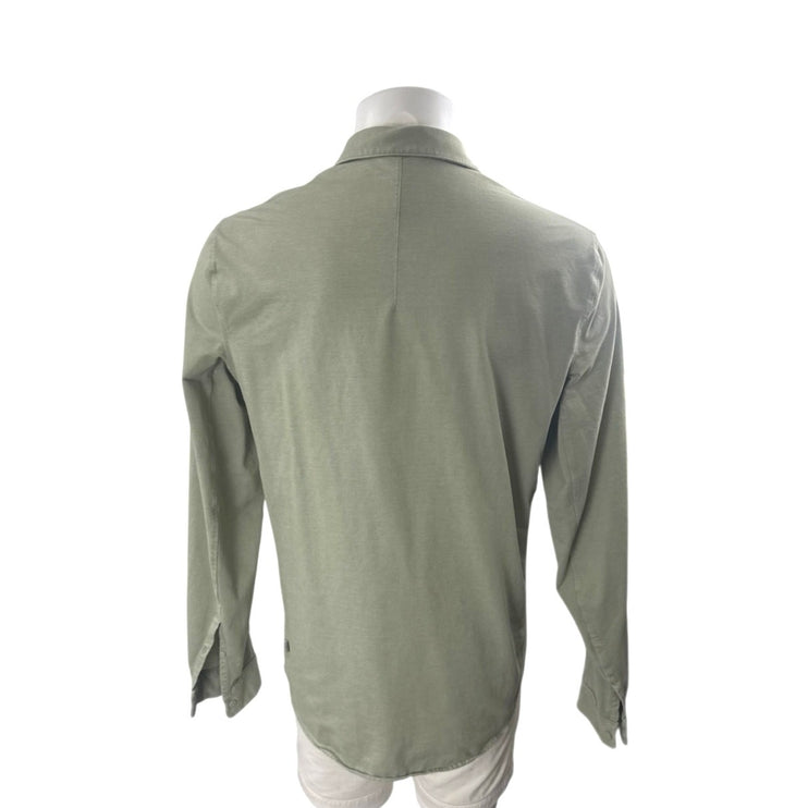 Lululemon Men's Green Collared Long Sleeve Loose Casual Button Down Shirt Top S