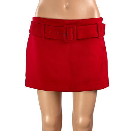EXPRESS Women's Red High Waisted Rectangular Buckle Belted Mini Skort Skirts 4