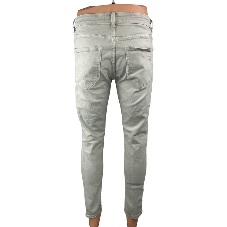 Zara Men's White Distressed High Rise Slim Fit Skinny Denim Jeans Pants Size 42