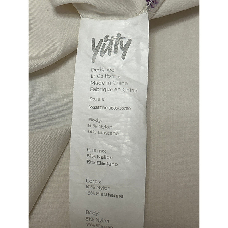 Yitty Cream White Crewneck Short Sleeve Cropped Graphic Tee T shirt Top Size 2XL