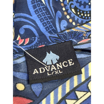 Advance Blue Silk Floral Paisley V Neck Tie Sleeveless A Line Maxi Dress Sz L/XL