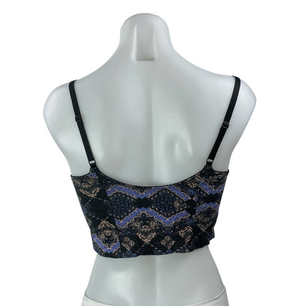 Free People Purple Black Sleeveless Cami Camisole Geometric Crop Tank Top S/P