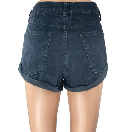 Amuse Society Women's Blue Mid Rise Cuffed Straight Leg Denin Jeans Shorts Sz 26