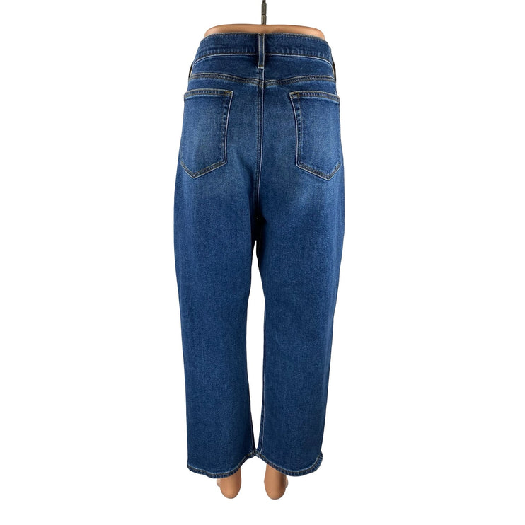 Loft Women's Blue High Rise Slim Baggy Straight Wide Leg Denim Jeans Pants Sz 34