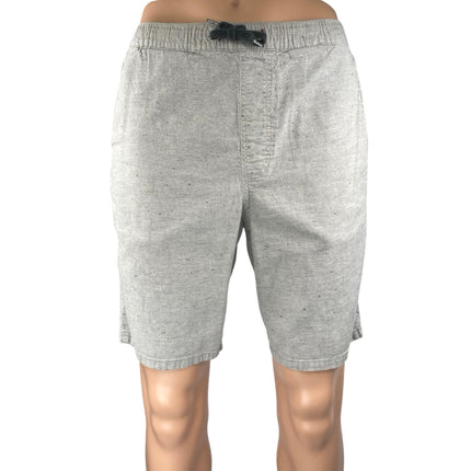 Bullhead Men's Gray Linen Chambray Skinny Fit Elastic Drawstring Waist Shorts L