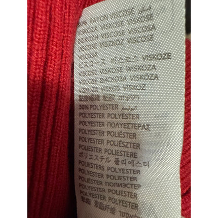 Edikted Natasha Women's Red Ribbed Knit Ribbon Bow Long Sleeve Crop Top Size M