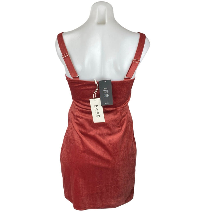 NEW NA-KD Pink Velvet Velour Sleeveless Cami Camisole Mini Pencil Dress 36 US S
