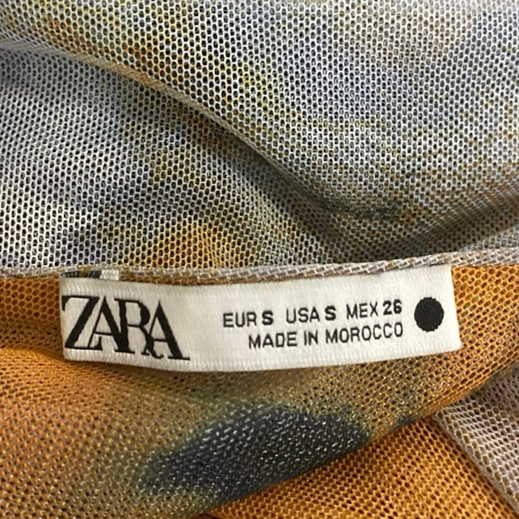 Zara Multicolor Tie Dye Sunset One Shoulder Sleeveless Tank Bodysuit Top Size S