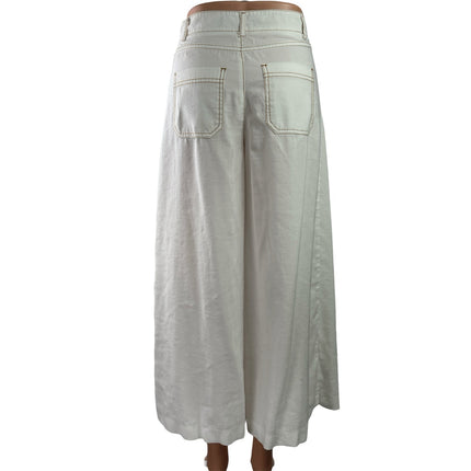 Zara Women's White Cream High Waisted Wide Leg Baggy Denim Jeans Pants Size XS
