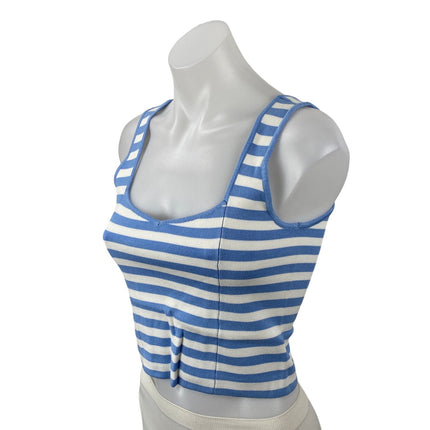 Abercrombie & Fitch Blue White Striped Sleeveless Cami Tank Crop Top Size S