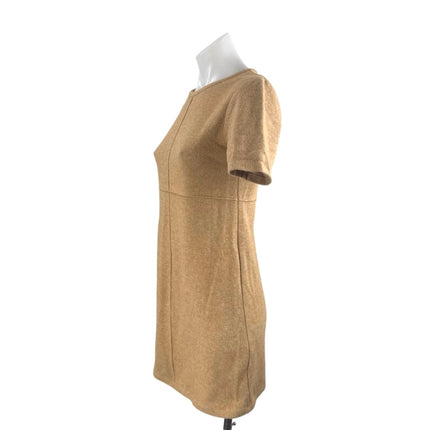 Zara Women's Beige Knit Short Sleeve Mini A-Line Shift T-Shirt Sweater Dress S