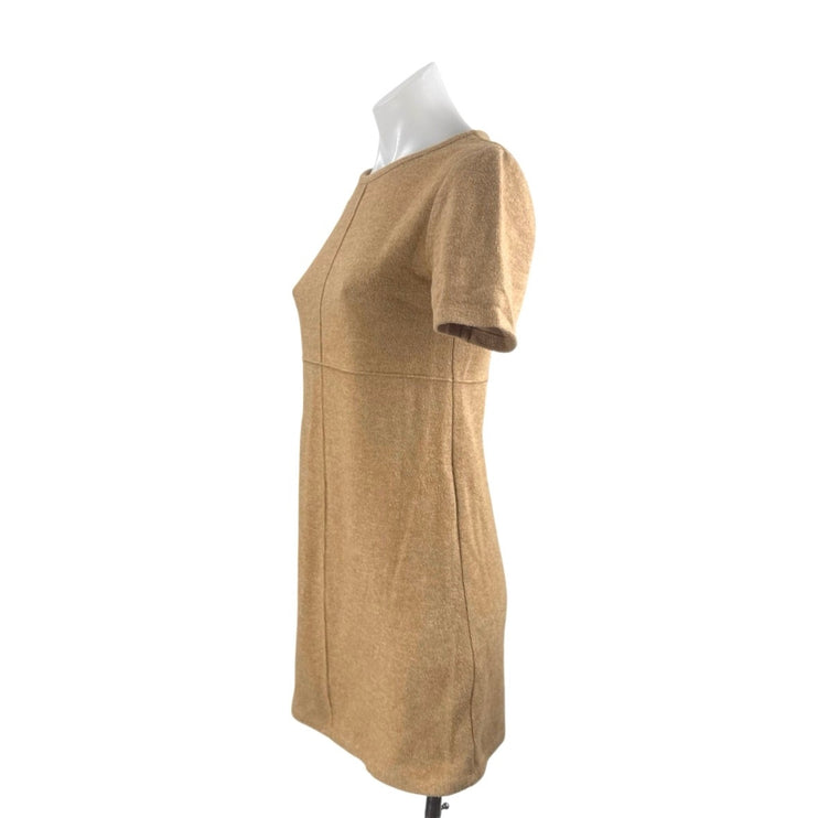 Zara Women's Beige Knit Short Sleeve Mini A-Line Shift T-Shirt Sweater Dress S