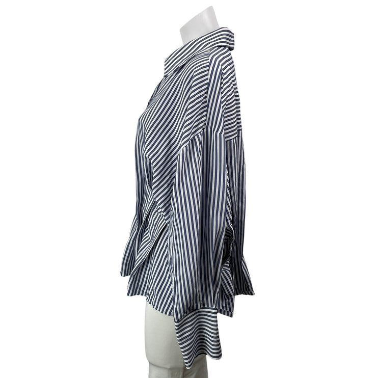Abercrombie & Fitch Blue White Long Sleeves Striped Button Down Shirt Top Size L