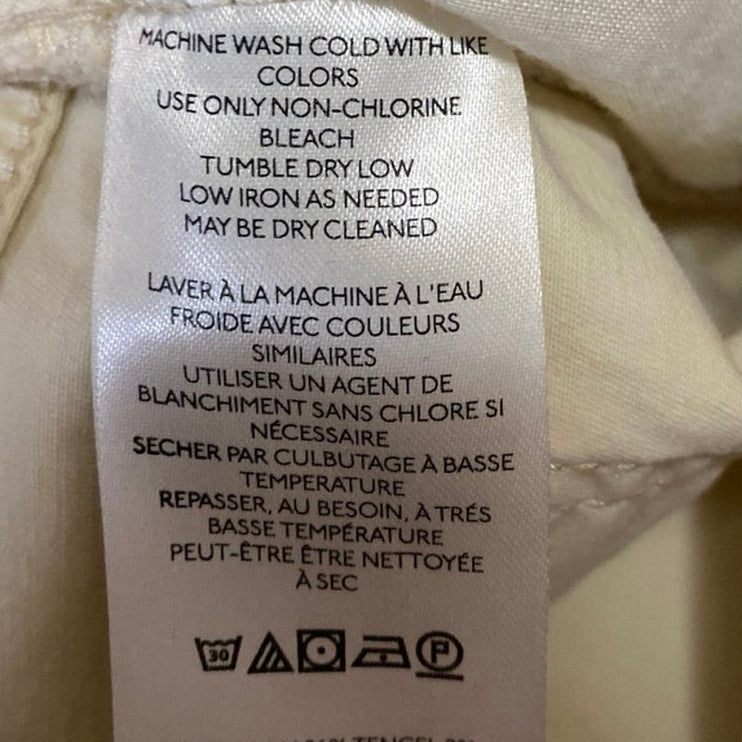 Pilcro Women's Cream White High Waist Straight Leg Chino Khaki Bermida Shorts 25