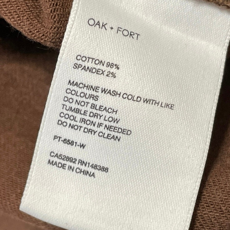 Oak + Fort Women's Brown High Waisted Wide Leg Baggy Cropped Denim Jeans Size L