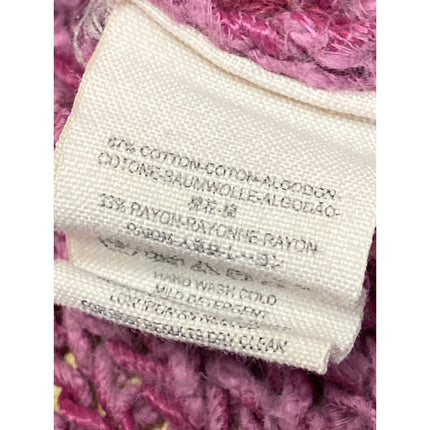 Free People Pink V-neck Asymmetric Hem Open Knit Dolman Sleeve Sweater Top Sz S