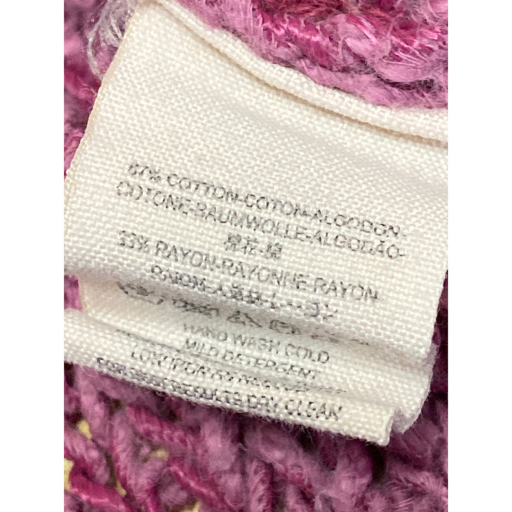 Free People Pink V-neck Asymmetric Hem Open Knit Dolman Sleeve Sweater Top Sz S
