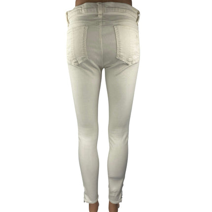 Rag & Bone Women's White Skinny Leg Mid Rise Zipper Biker Denim Jeans Pants 29