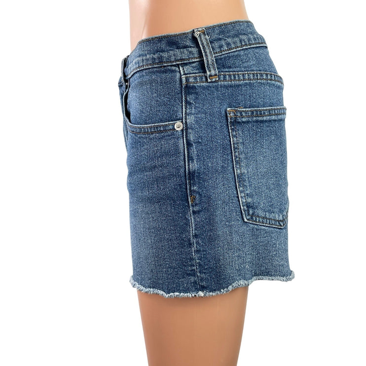Gap Women's Blue Medium Wash Mid Rise Cut Off Raw Hem Denim Jean Shorts Size 28