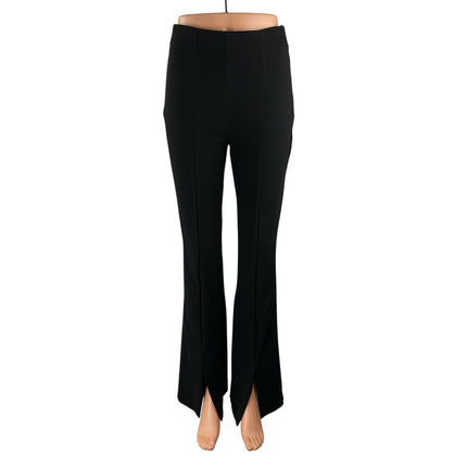 Zara Women's Black High Rise Flared Bootcut Slit Hem Trousers Dress Pants Size S