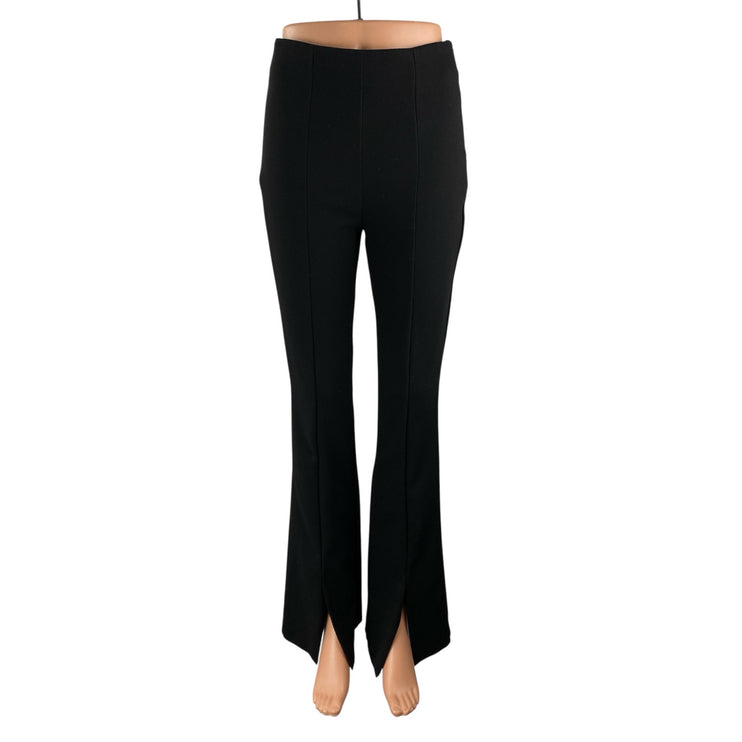Zara Women's Black High Rise Flared Bootcut Slit Hem Trousers Dress Pants Size S
