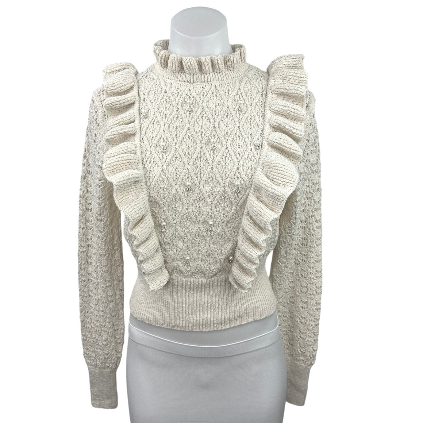 Zara pearl knit sweater sales