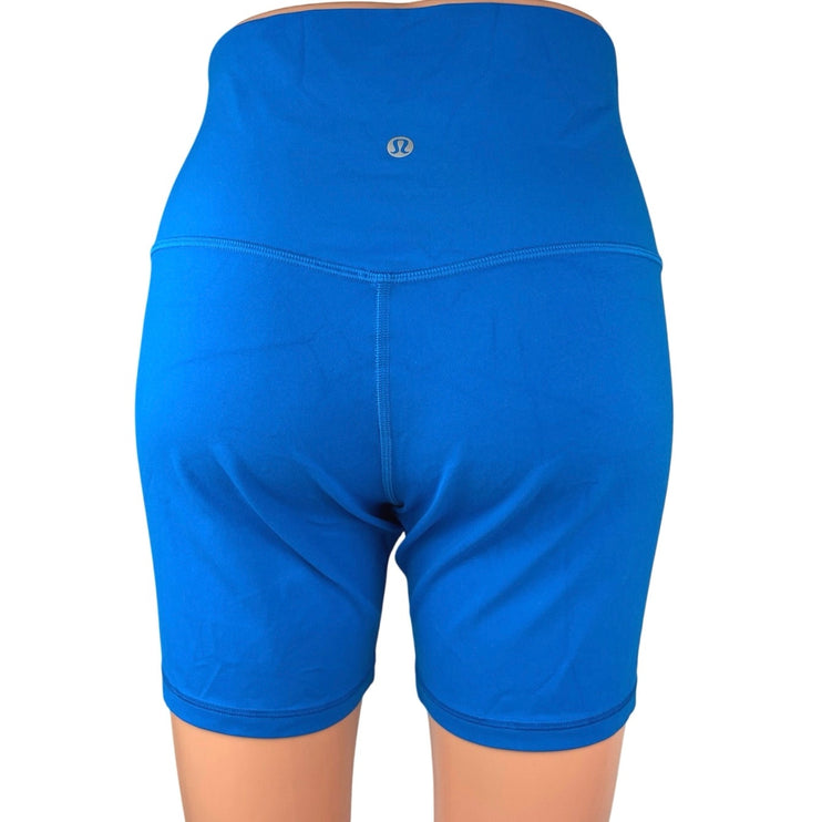 Lululemon Womens Blue High Waist Activewear Training Yoga Running Bike Shorts L