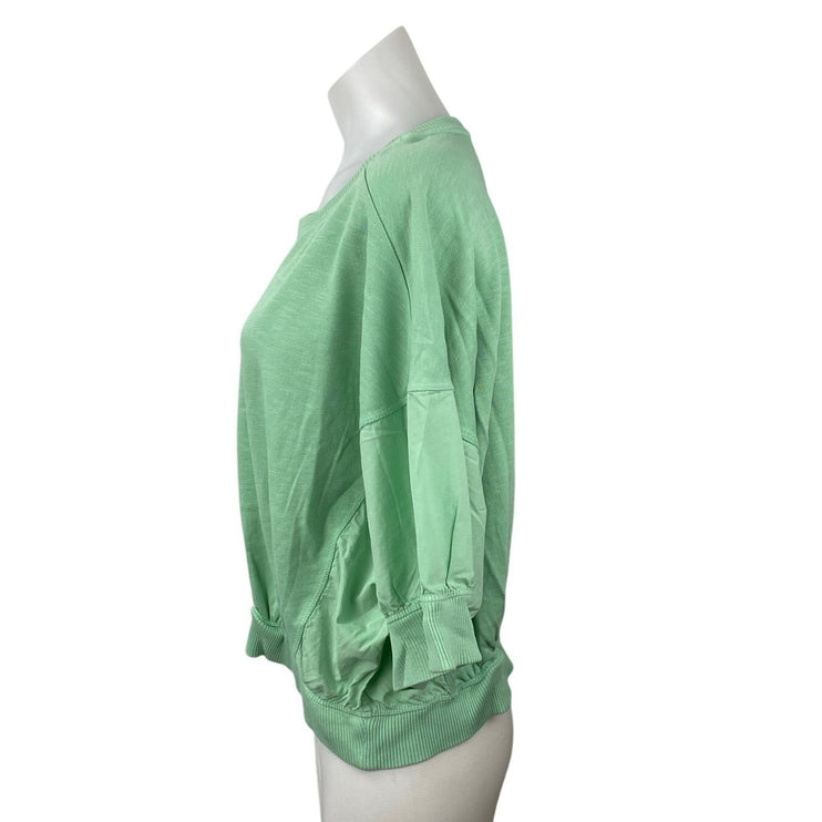 Anthropologie Pilcro Women's Green Dolman Half Sleeve Sweatshirt Blouse Top Sz L