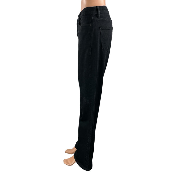 Uniqlo Women's Black High Waisted Flared Bootcut Relaxed Baggy Denim Jeans 28
