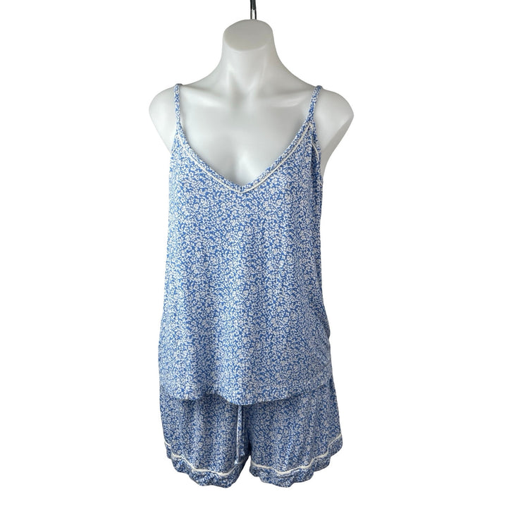 Vineyard Vines Blue Floral Camisole Tank Shorts Sleepwear Pajamas Set Size L