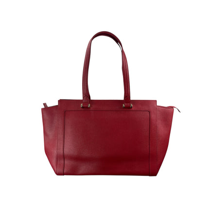 Furla Ginevra Red Gold Accent Saffiano Leather Travel Large Tote Bag Handbag