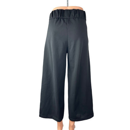 JAQUELINE de YONG Womens Black High Rise Pleated Flare Wide Leg Trousers Pants S