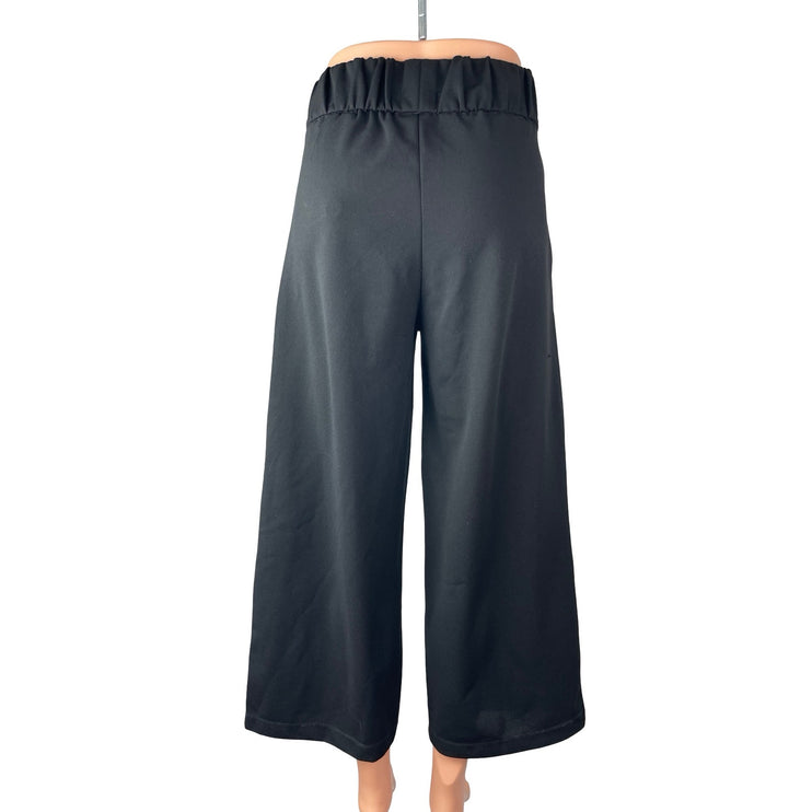 JAQUELINE de YONG Womens Black High Rise Pleated Flare Wide Leg Trousers Pants S