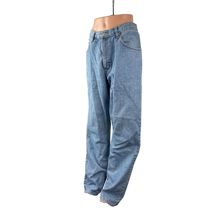 Wrangler Women's Blue High Rise Baggy Relaxed Straight Leg Denim Jeans 34x34