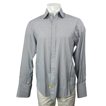 Charles Tyrwhitt Blue White Long Sleeves Striped Button Down Dress Shirt Top 39