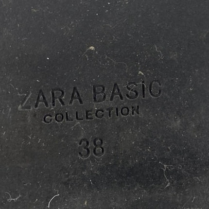 Zara Women's Black Leather Almond Toe Chunky Block Heels Chelsea Ankle Boots 7