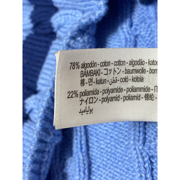 Zara Women's Blue Stripe Cable Knit Sleeveless Button Up Tank Sweater Vest Top S